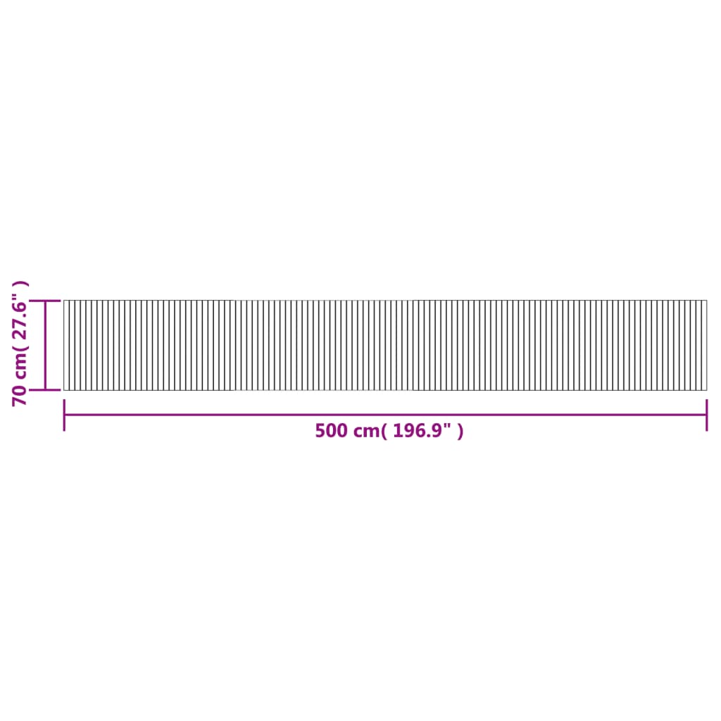 Covor dreptunghiular, gri, 70x500 cm, bambus