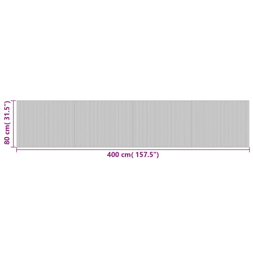 Covor dreptunghiular, gri, 80x400 cm, bambus