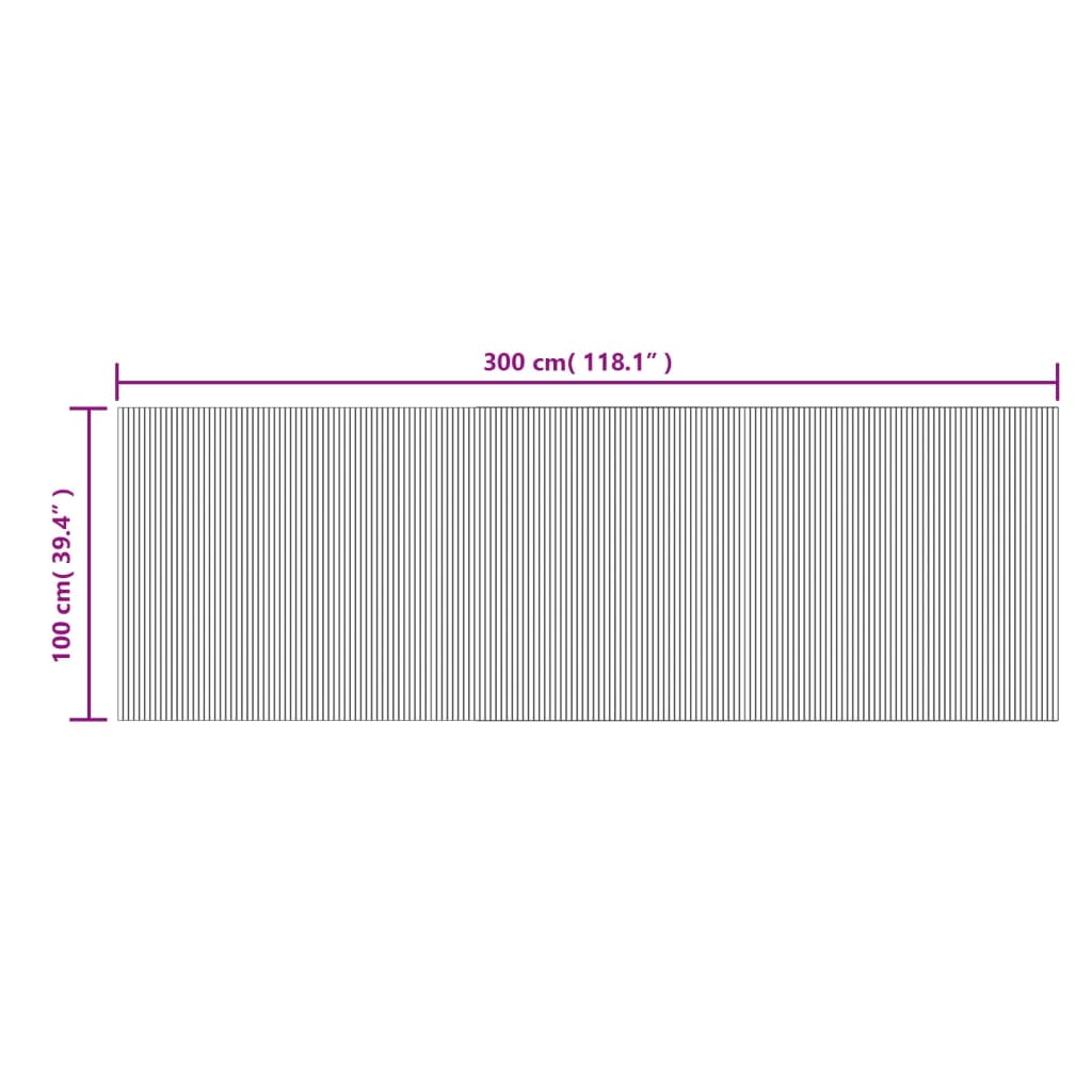 Covor dreptunghiular, gri, 100x300 cm, bambus