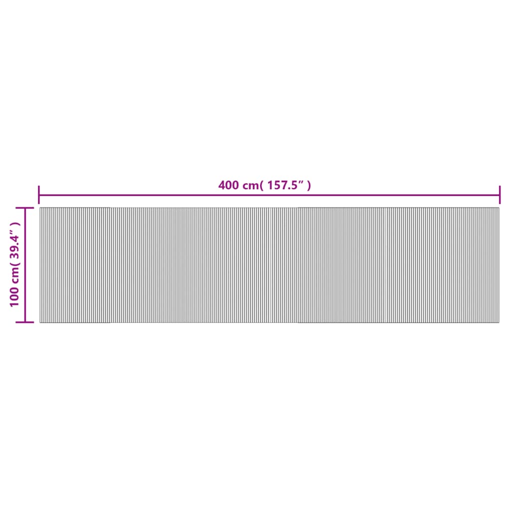 Covor dreptunghiular, gri, 100x400 cm, bambus