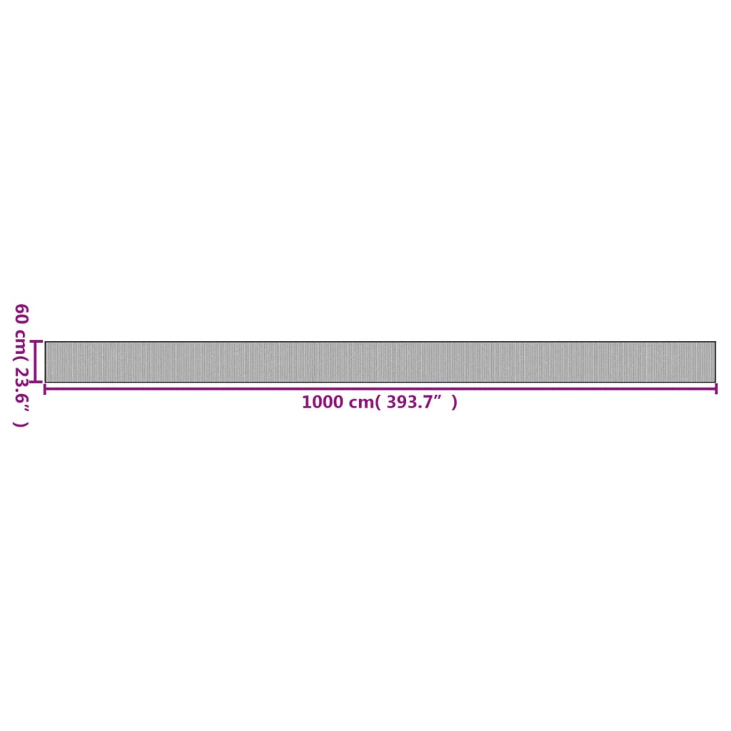 Covor dreptunghiular, gri, 60x1000 cm, bambus