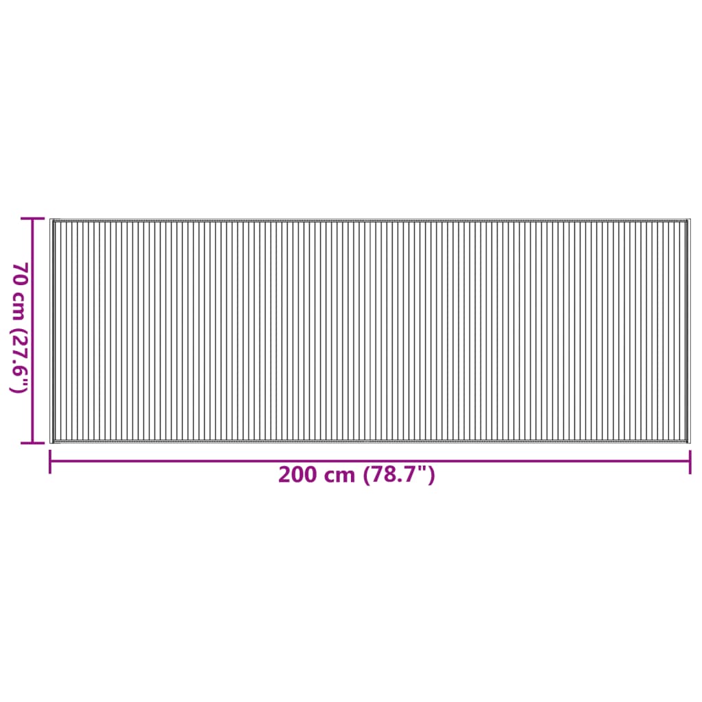 Covor dreptunghiular, natural deschis, 70x200 cm, bambus