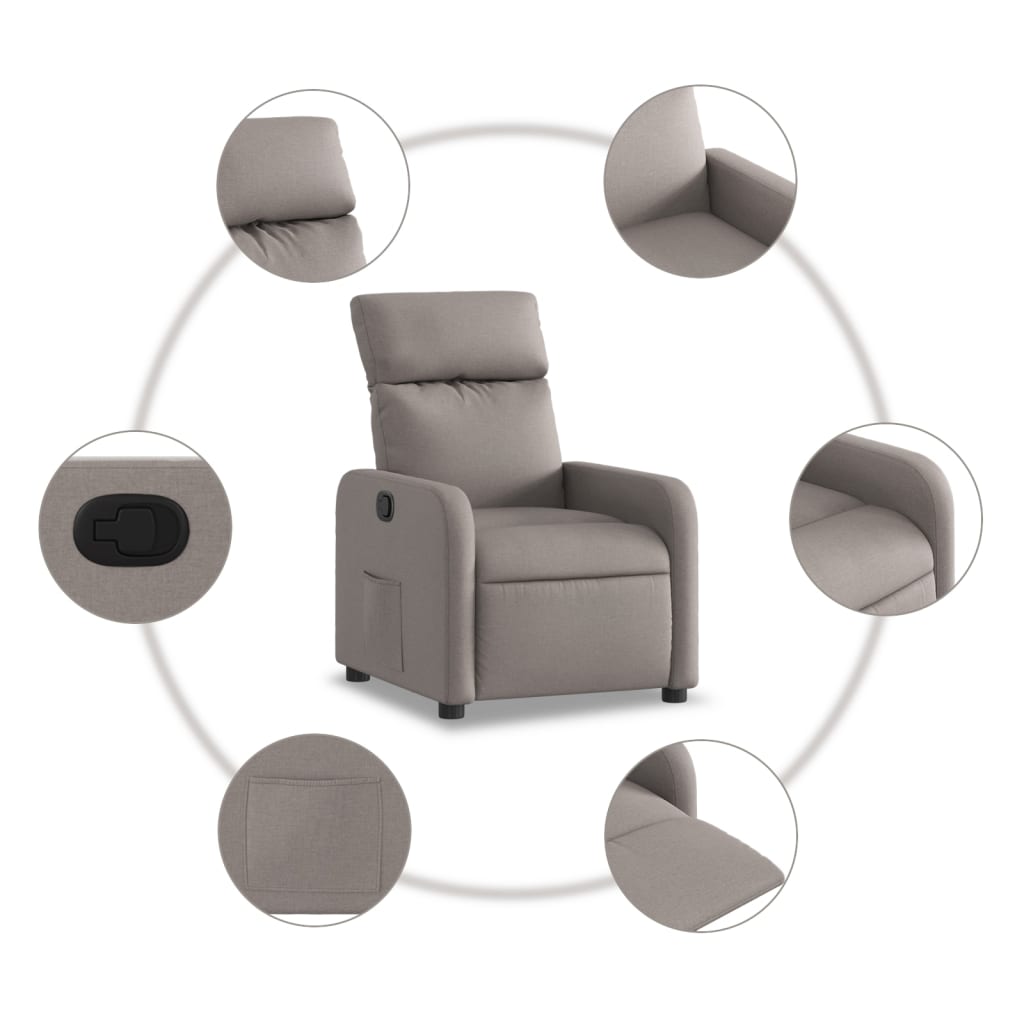 Fotoliu rabatabil, gri taupe, material textil