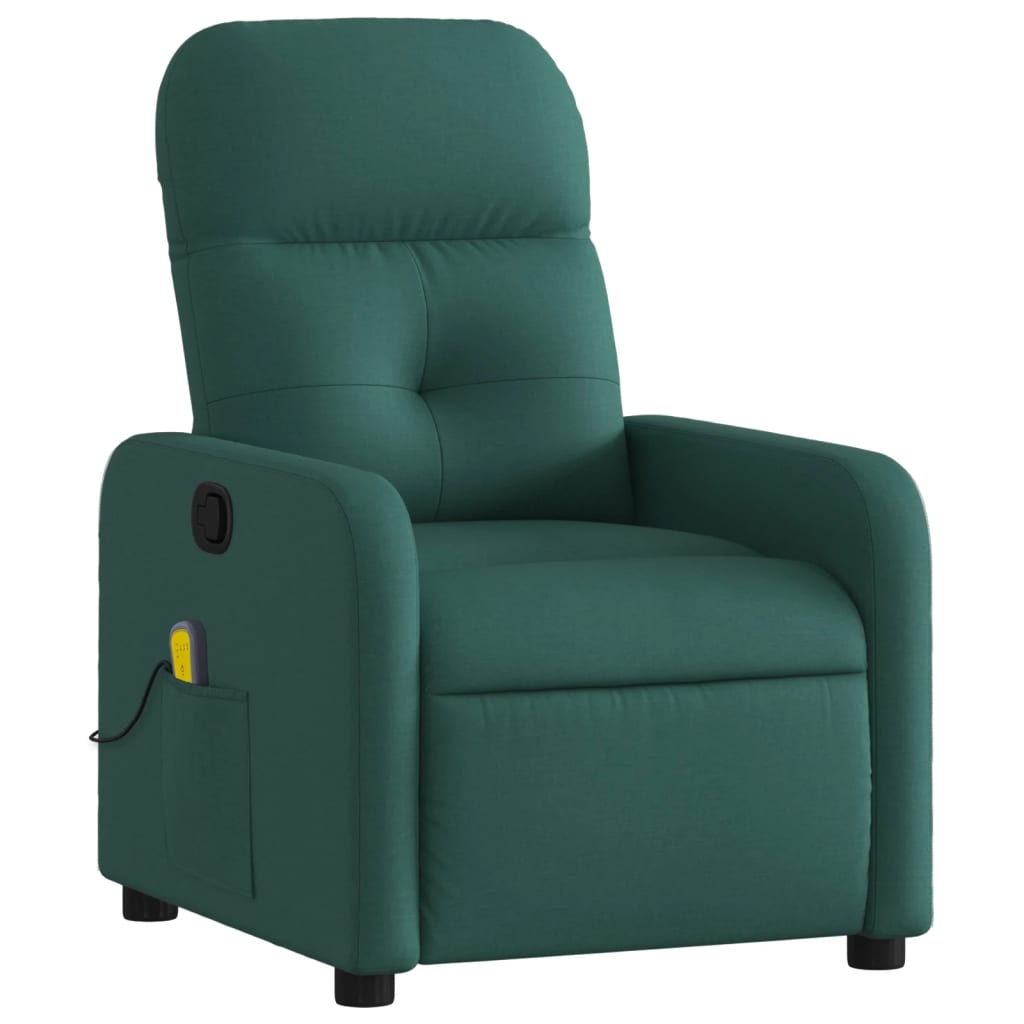 Fotoliu de masaj rabatabil, verde închis, material textil