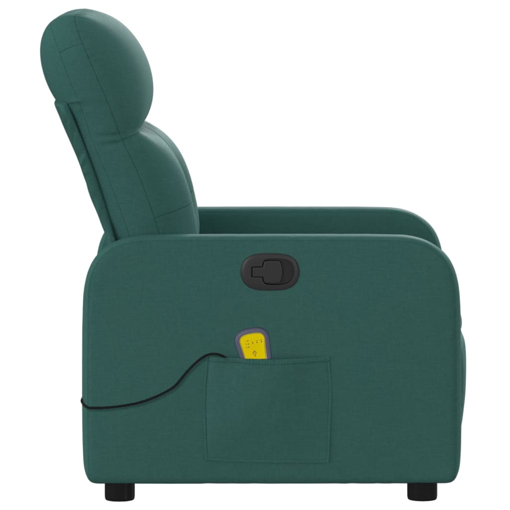Fotoliu de masaj rabatabil, verde închis, material textil