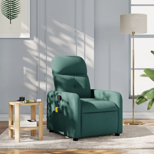 Fotoliu de masaj rabatabil, verde închis, material textil