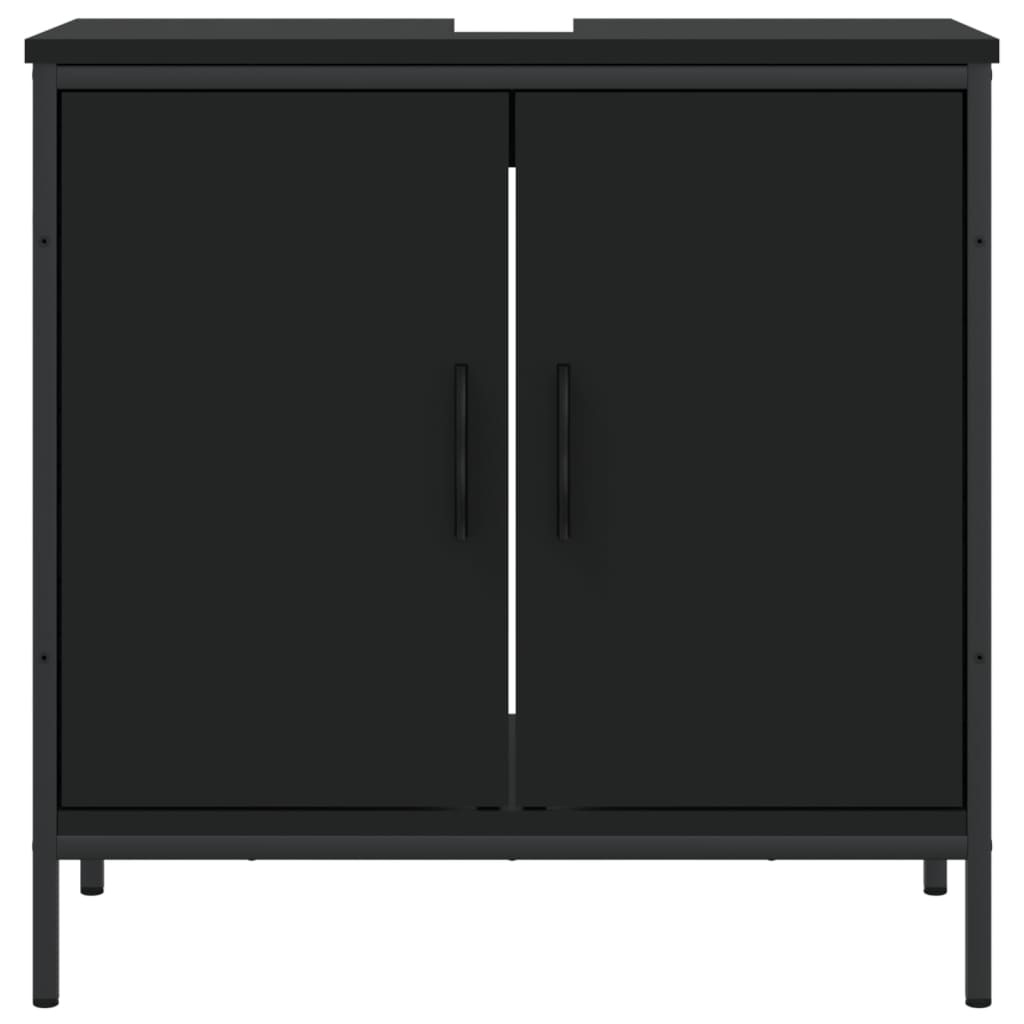 Dulap pentru chiuvetă baie, negru, 60x30x60 cm, lemn prelucrat