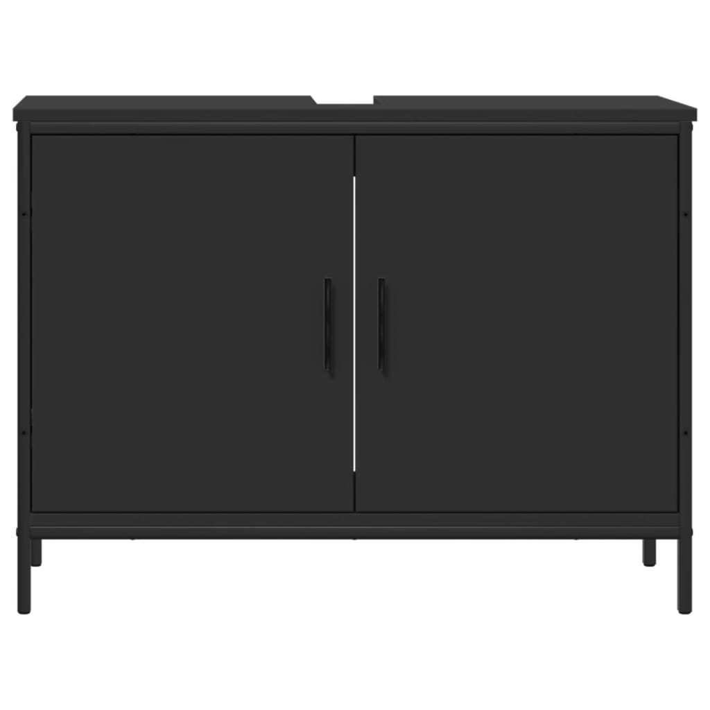 Dulap pentru chiuvetă baie, negru, 80x30x60 cm, lemn prelucrat