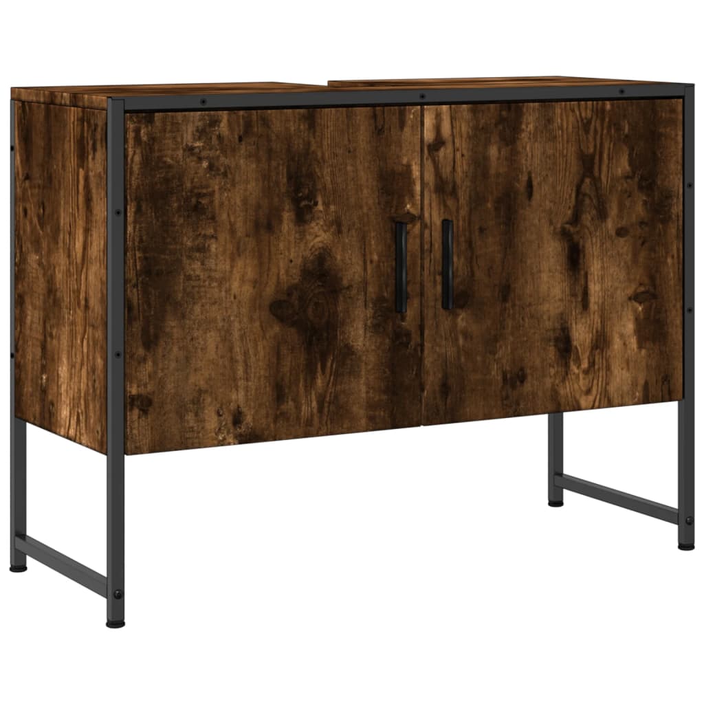 Dulap chiuveta de baie stejar fumuriu 80x33x60 cm lemn compozit