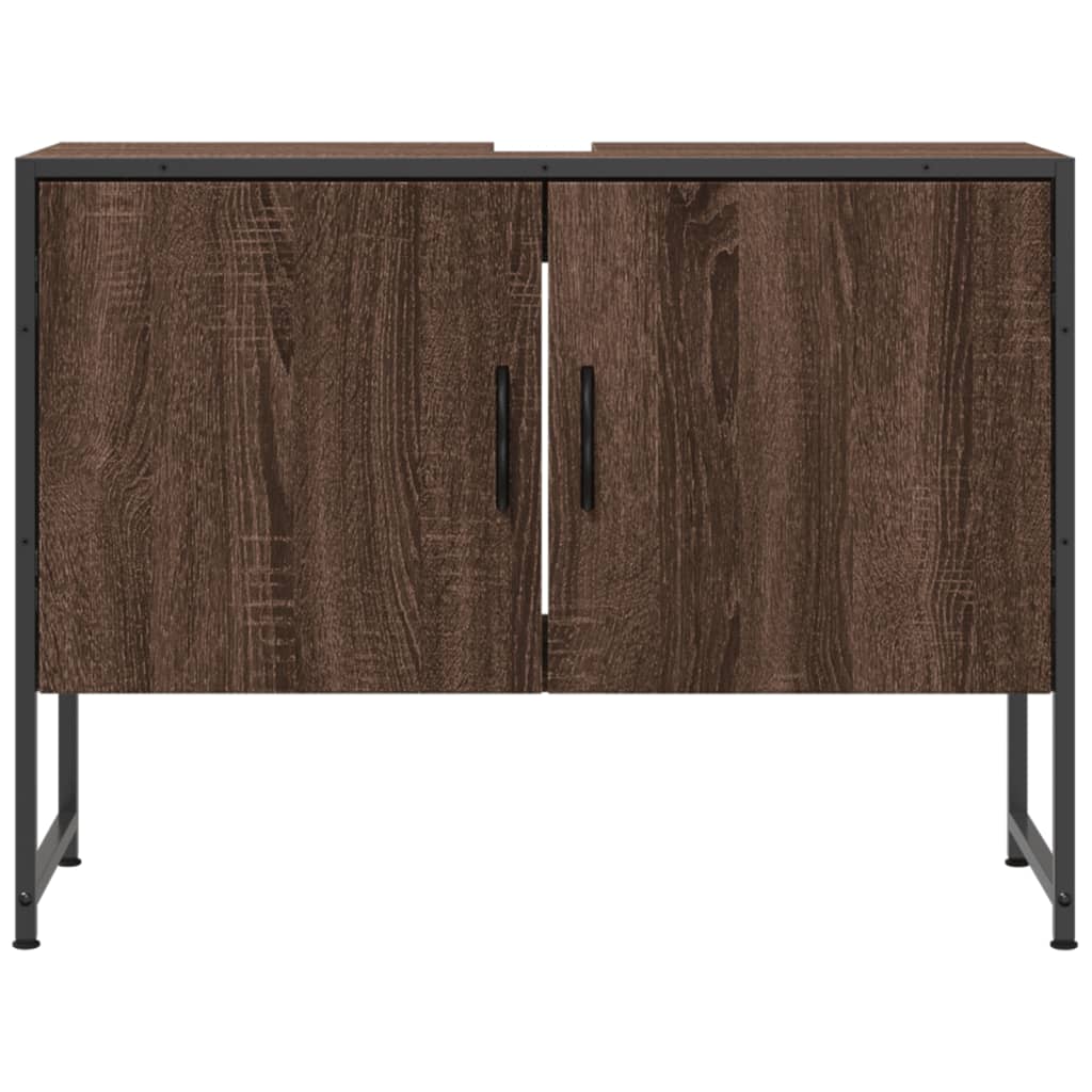Dulap chiuveta de baie, stejar maro, 80x33x60 cm, lemn compozit