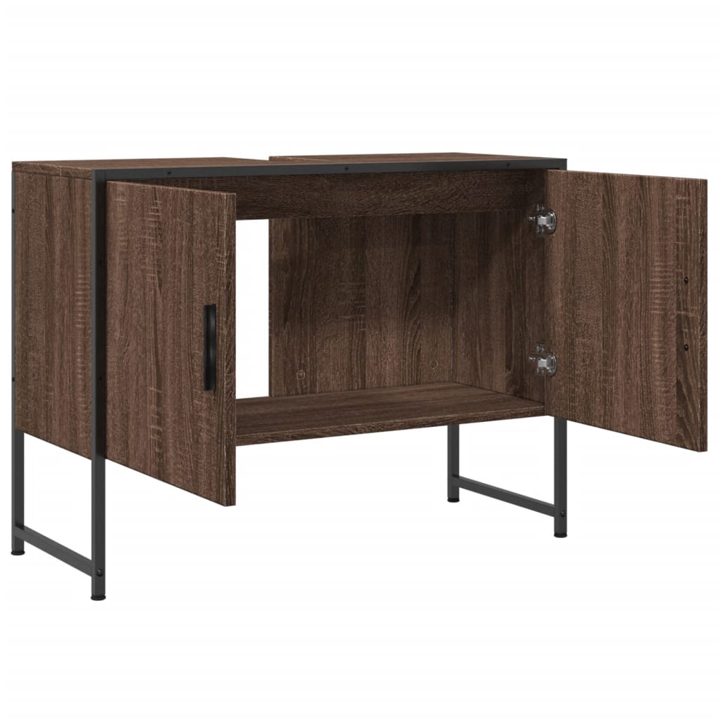 Dulap chiuveta de baie, stejar maro, 80x33x60 cm, lemn compozit