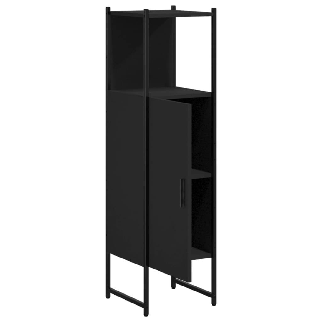 Dulap de baie, negru, 33x33x120,5 cm, lemn prelucrat