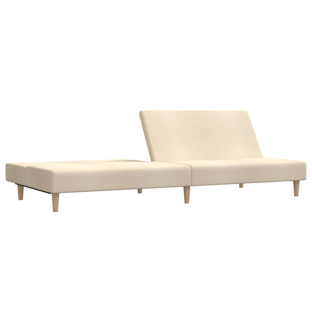 Canapea extensibilă cu 2 locuri, crem, material textil