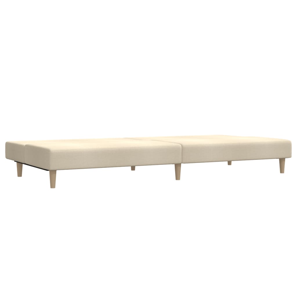 Canapea extensibilă cu 2 locuri, crem, material textil