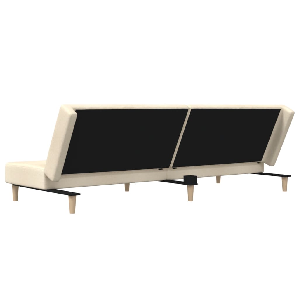 Canapea extensibilă cu 2 locuri, crem, material textil