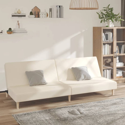 Canapea extensibilă cu 2 locuri, crem, material textil