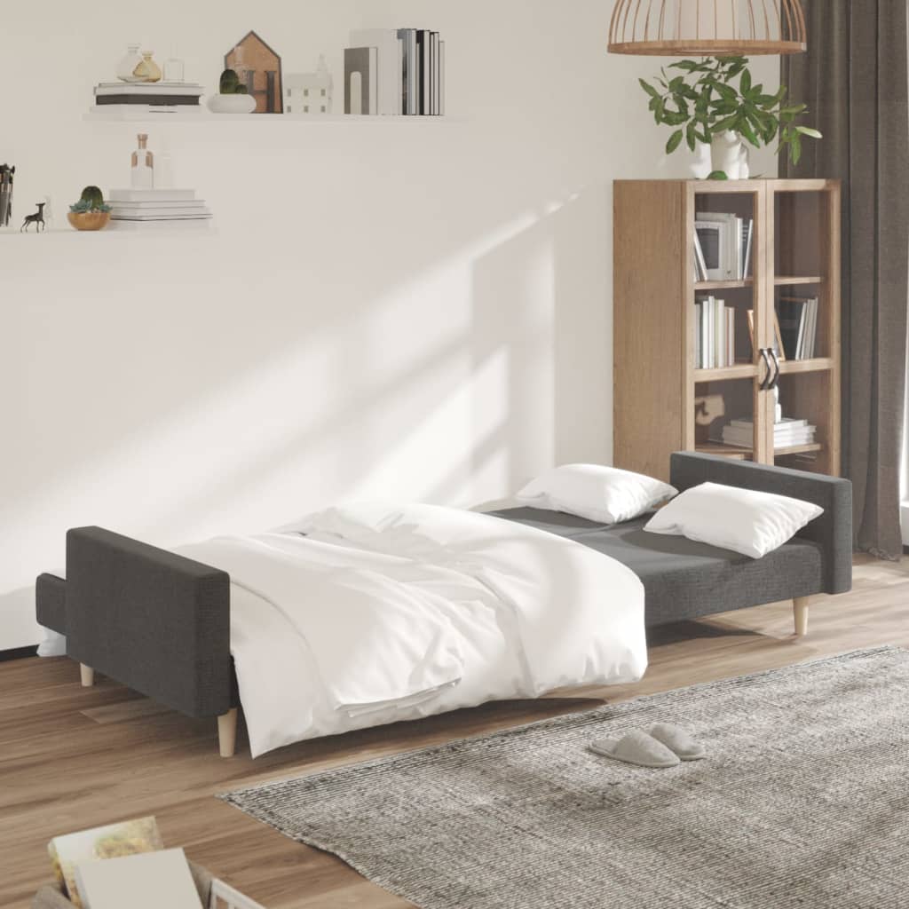 Canapea extensibilă cu 2 locuri, gri închis, textil