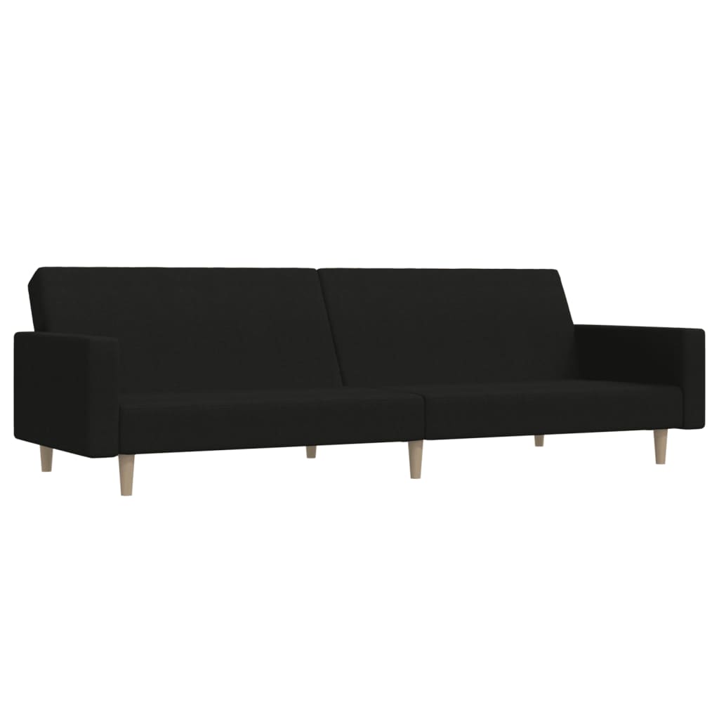 Canapea extensibilă cu 2 locuri, negru, material textil