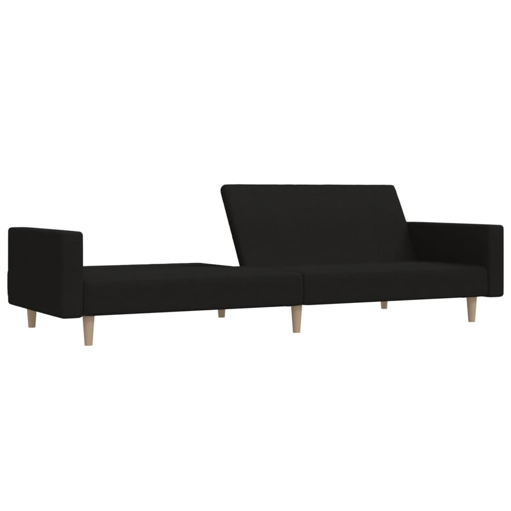 Canapea extensibilă cu 2 locuri, negru, material textil