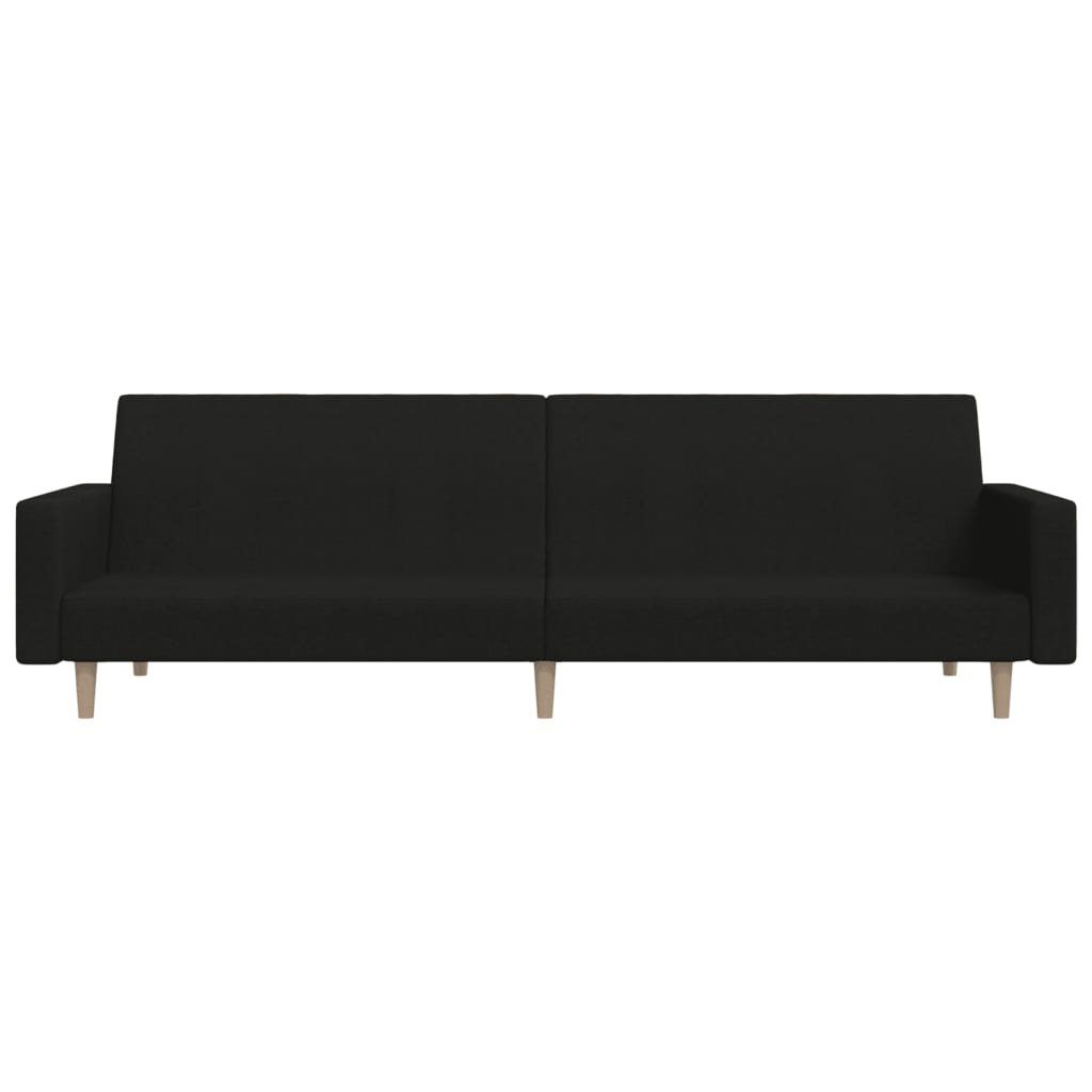 Canapea extensibilă cu 2 locuri, negru, material textil