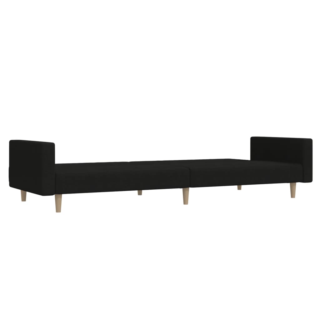 Canapea extensibilă cu 2 locuri, negru, material textil
