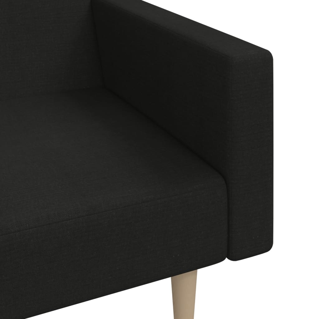 Canapea extensibilă cu 2 locuri, negru, material textil