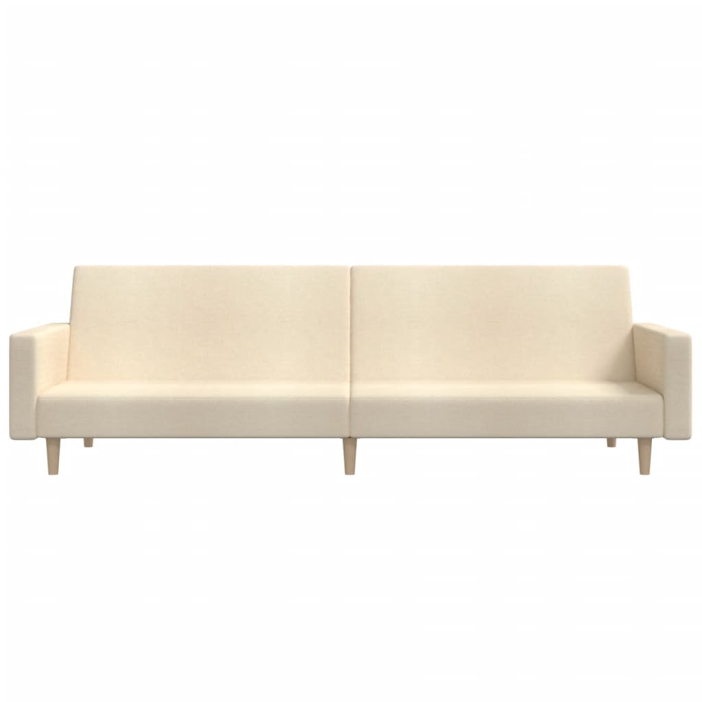 Canapea extensibilă cu 2 locuri, crem, material textil