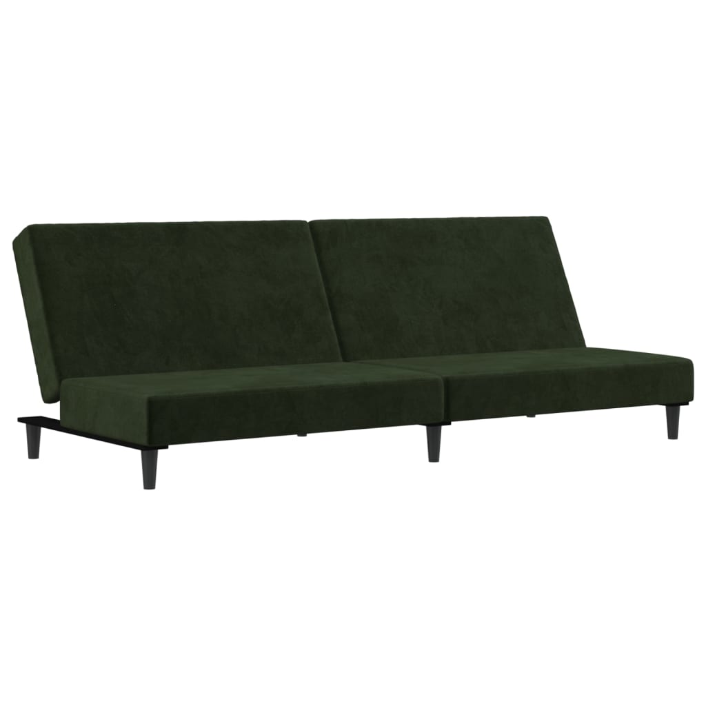 Canapea extensibilă cu 2 locuri, verde închis, catifea