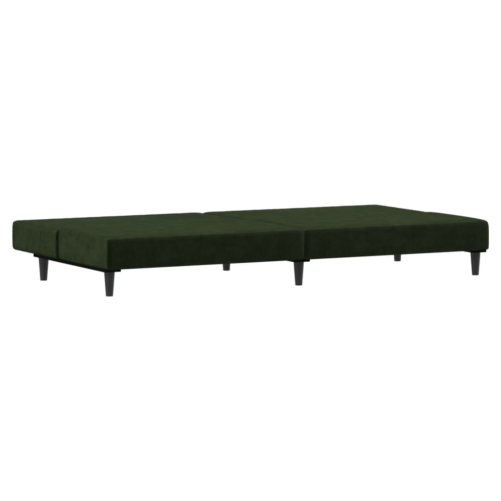 Canapea extensibilă cu 2 locuri, verde închis, catifea