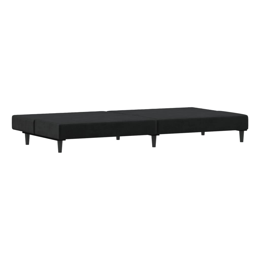Canapea extensibilă cu 2 locuri, negru, catifea