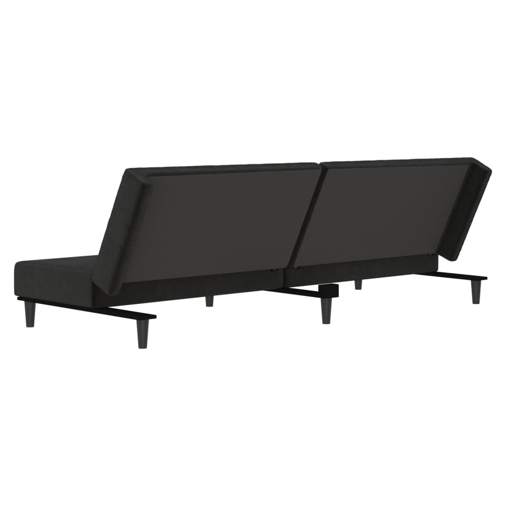 Canapea extensibilă cu 2 locuri, negru, catifea
