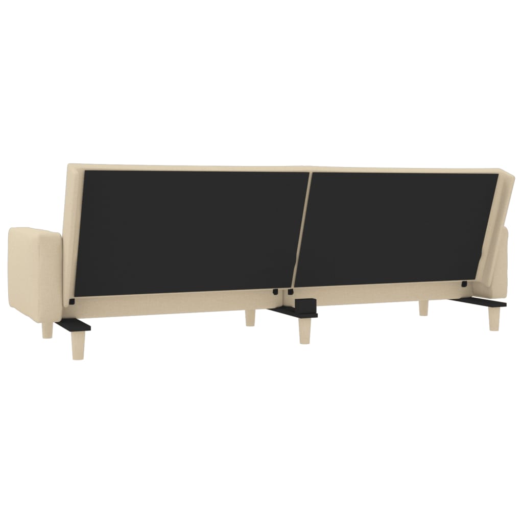 Canapea extensibilă cu 2 locuri, 2 perne, crem, textil