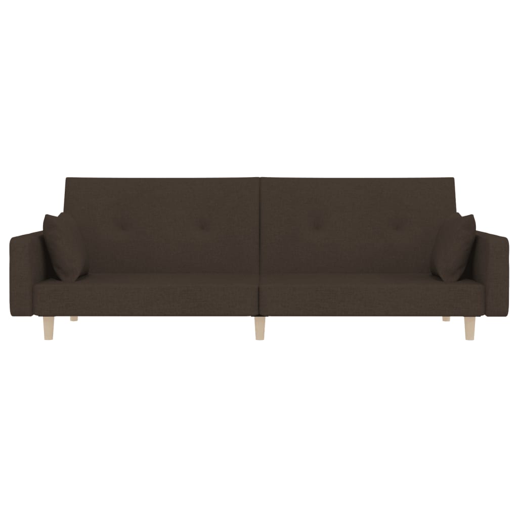 Canapea extensibilă cu 2 locuri, 2 perne, maro închis, textil