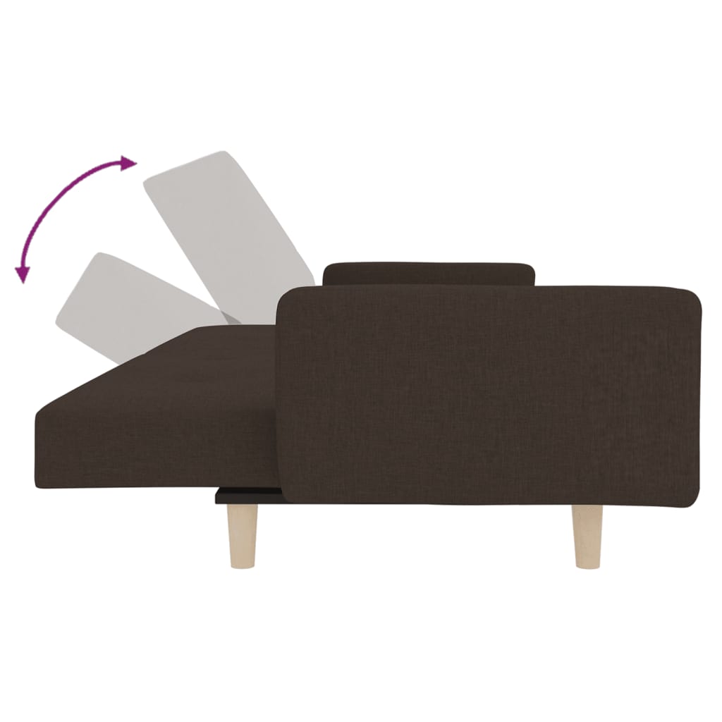 Canapea extensibilă cu 2 locuri, 2 perne, maro închis, textil