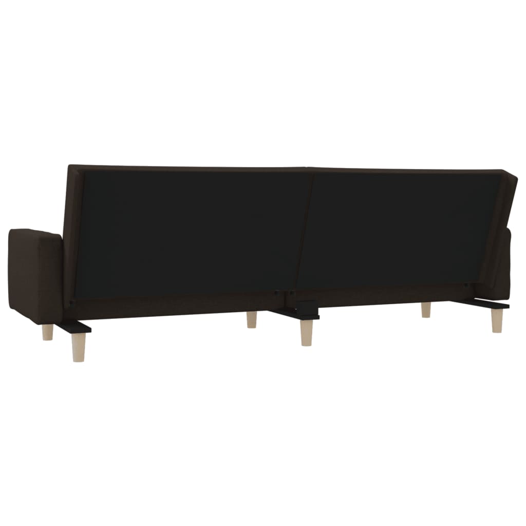 Canapea extensibilă cu 2 locuri, 2 perne, maro închis, textil