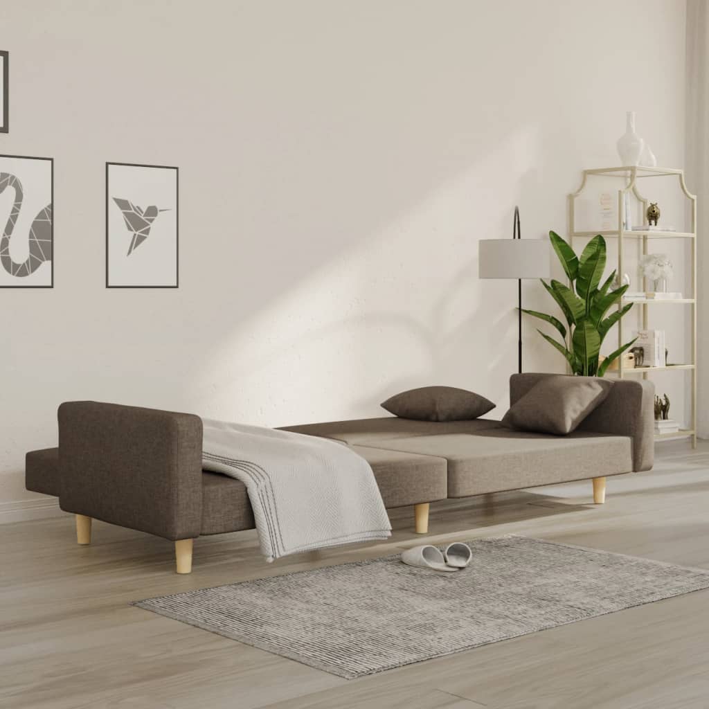 Canapea extensibilă cu 2 locuri, 2 perne, gri taupe, textil