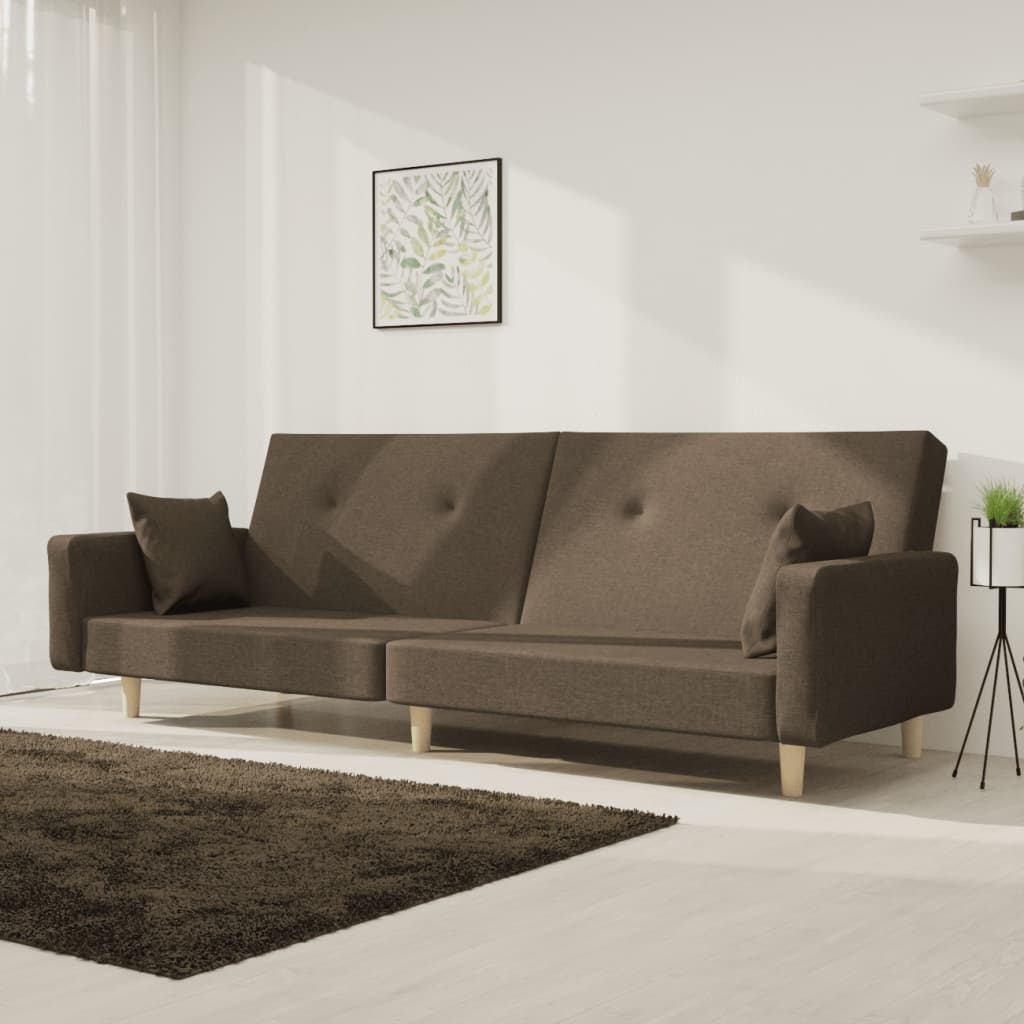 Canapea extensibilă cu 2 locuri, 2 perne, gri taupe, textil