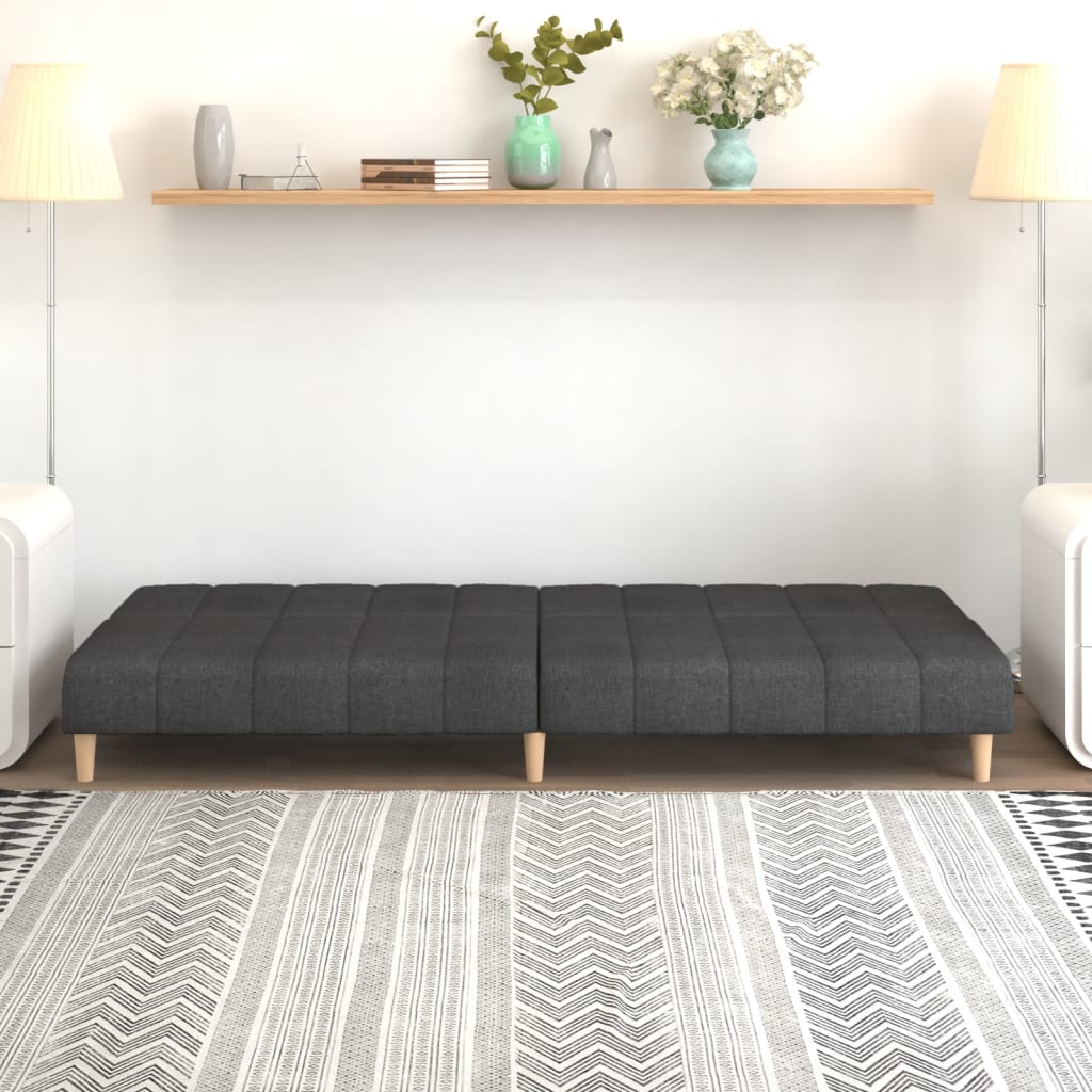 Canapea extensibilă cu 2 locuri, gri închis, textil