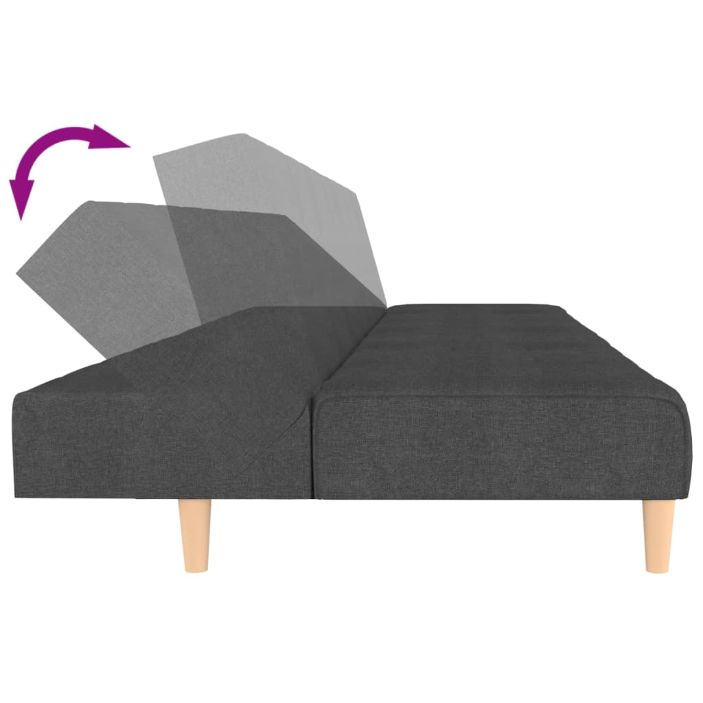Canapea extensibilă cu 2 locuri, gri închis, textil