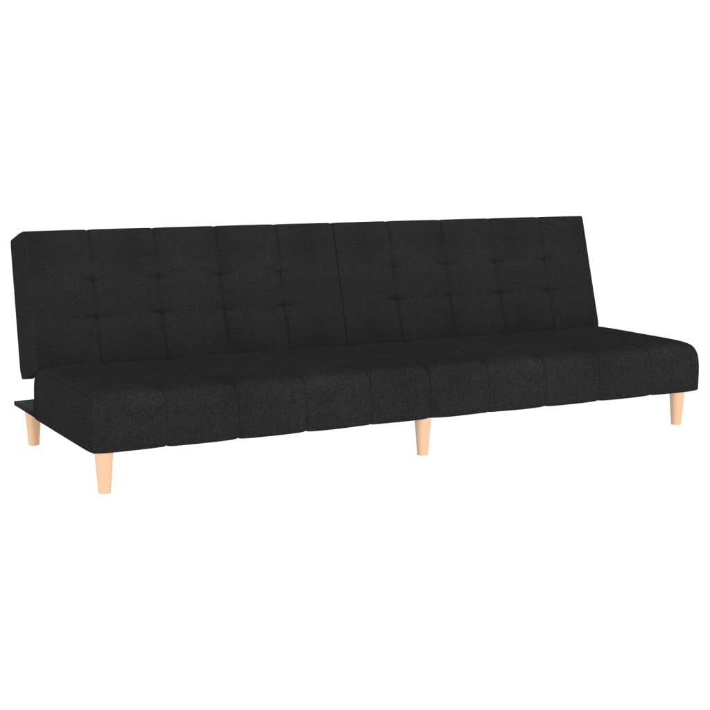 Canapea extensibilă cu 2 locuri, negru, material textil