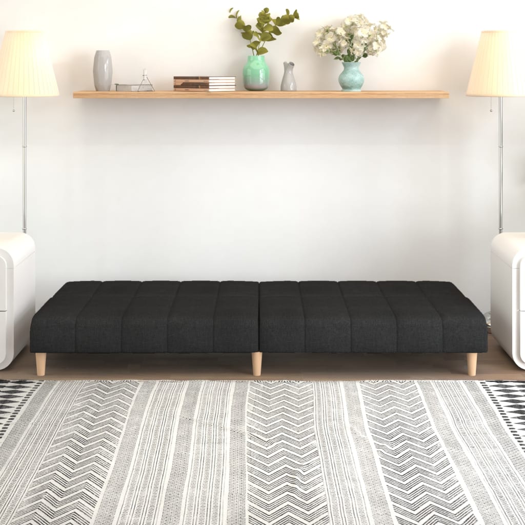 Canapea extensibilă cu 2 locuri, negru, material textil