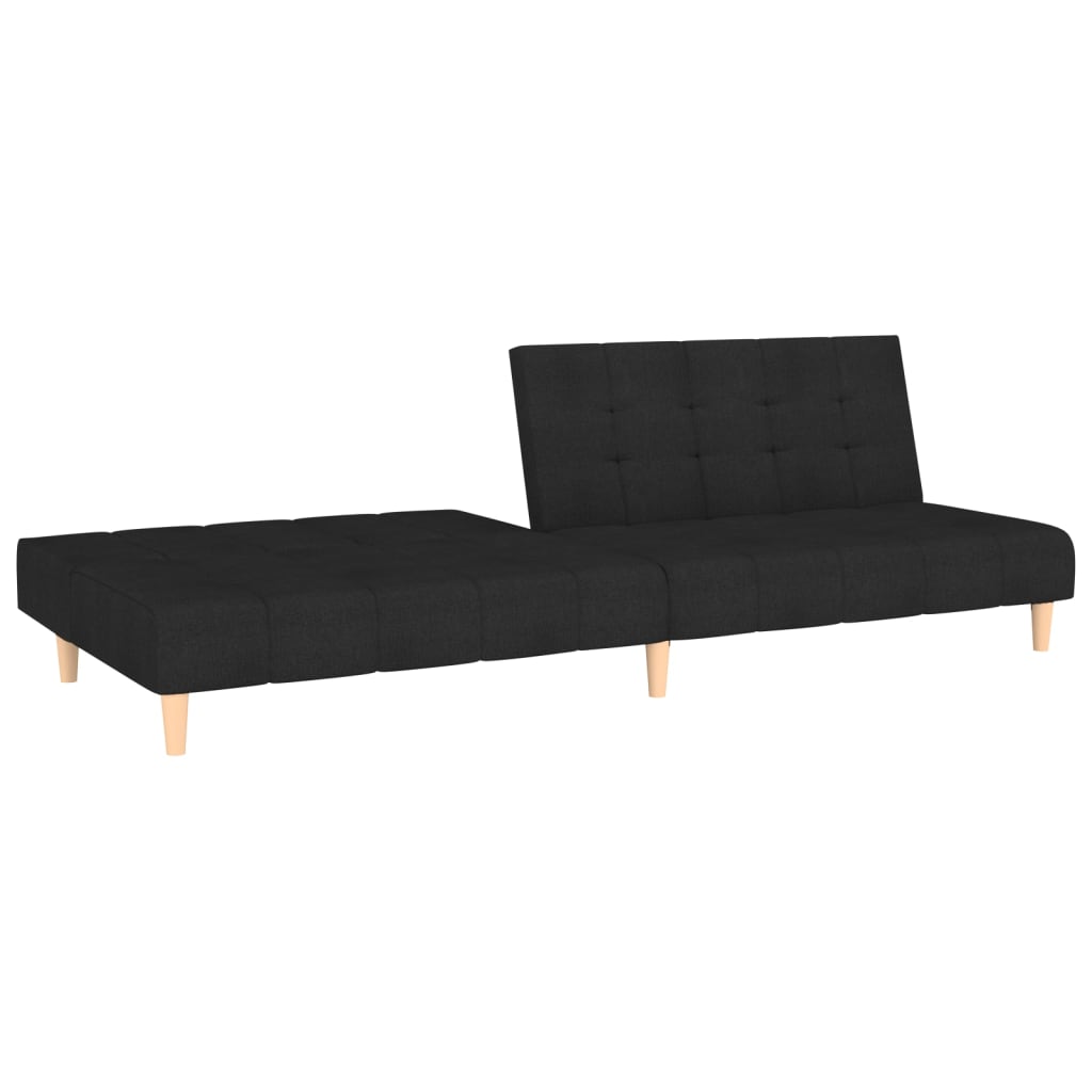 Canapea extensibilă cu 2 locuri, negru, material textil