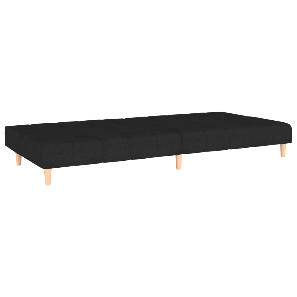 Canapea extensibilă cu 2 locuri, negru, material textil