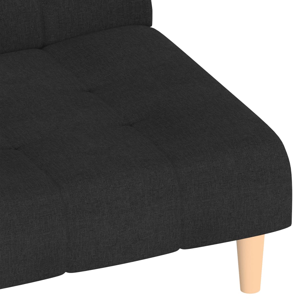 Canapea extensibilă cu 2 locuri, negru, material textil