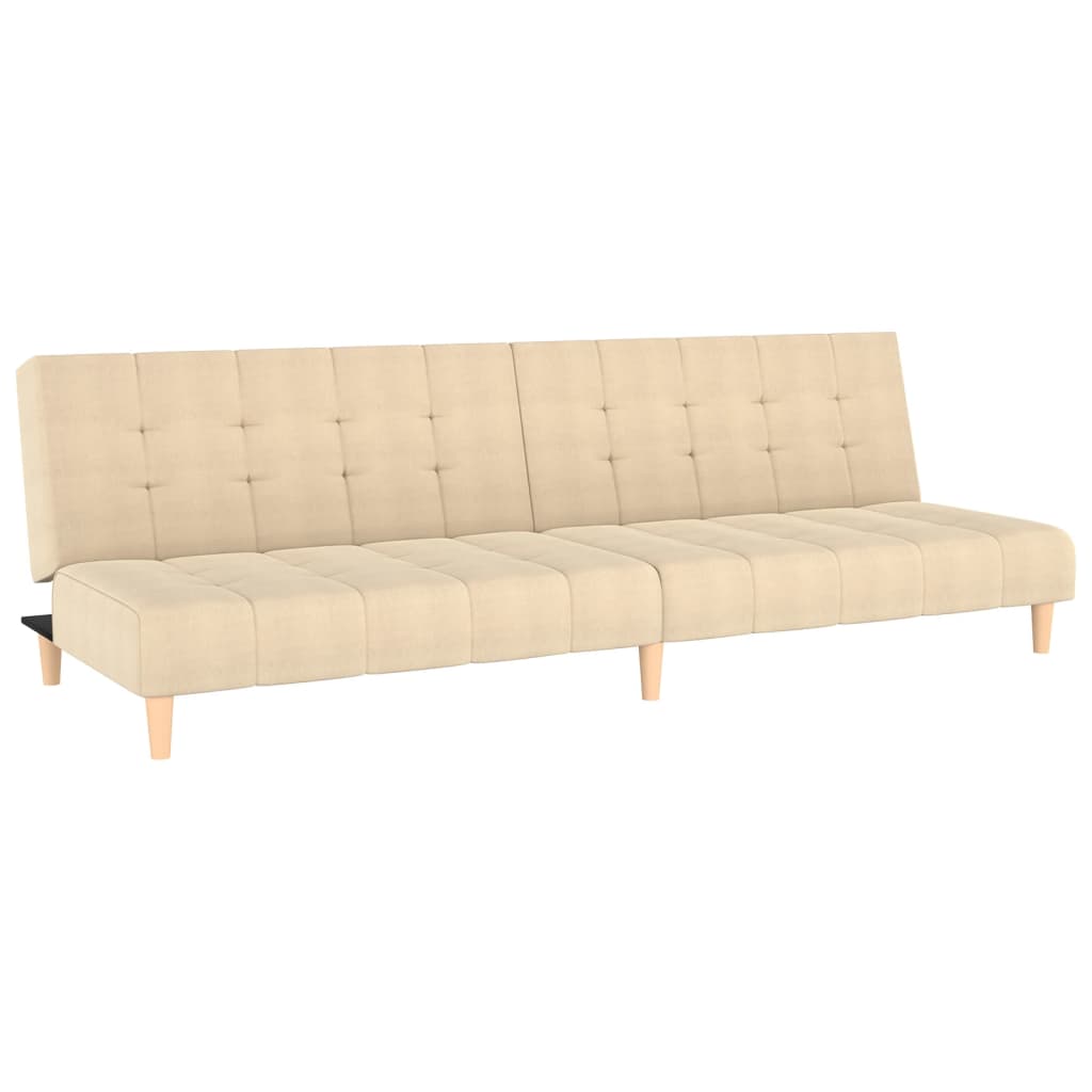 Canapea extensibilă cu 2 locuri, crem, material textil