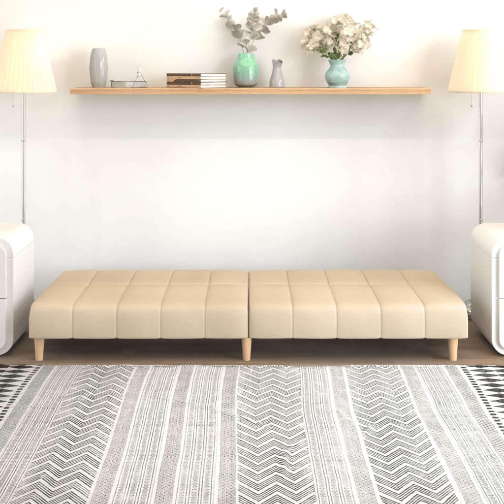 Canapea extensibilă cu 2 locuri, crem, material textil