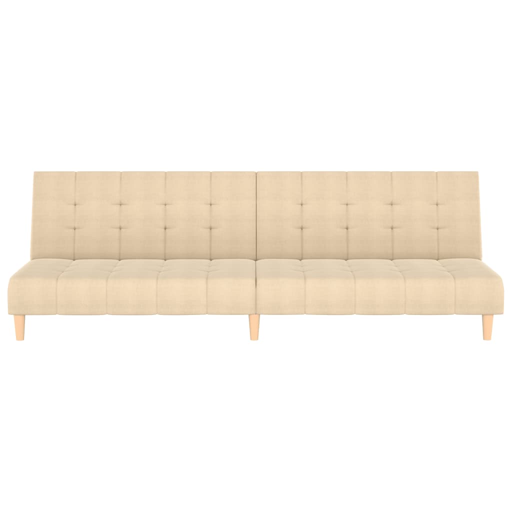 Canapea extensibilă cu 2 locuri, crem, material textil