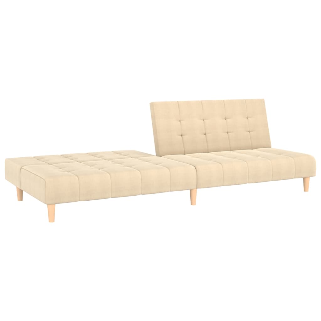 Canapea extensibilă cu 2 locuri, crem, material textil