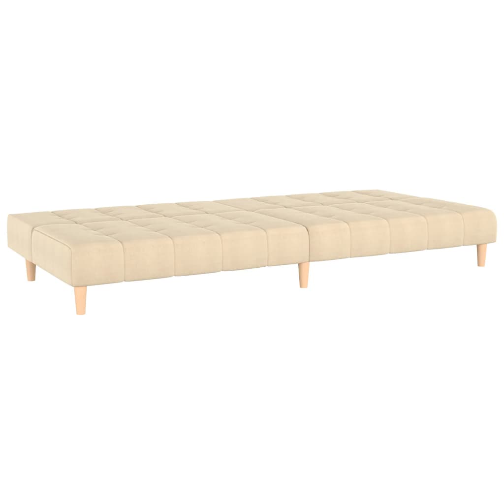 Canapea extensibilă cu 2 locuri, crem, material textil