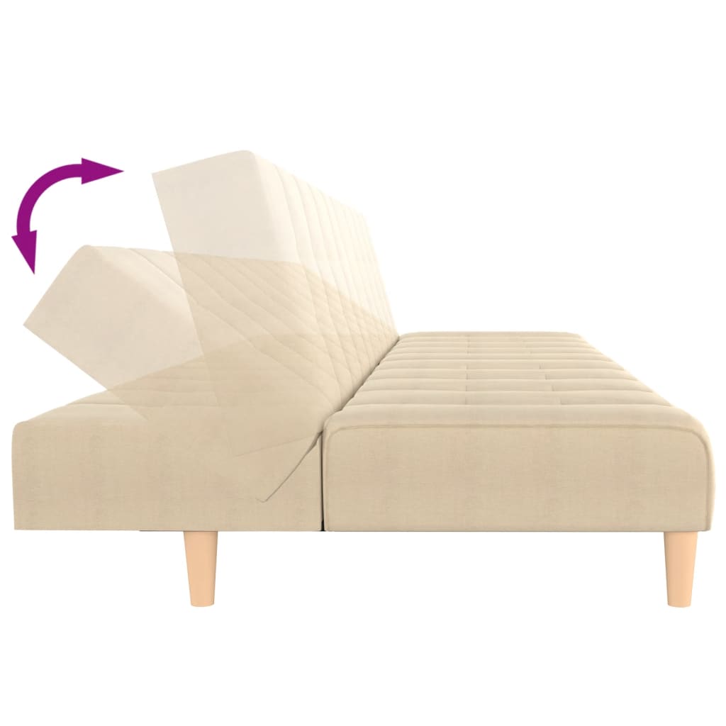 Canapea extensibilă cu 2 locuri, crem, material textil